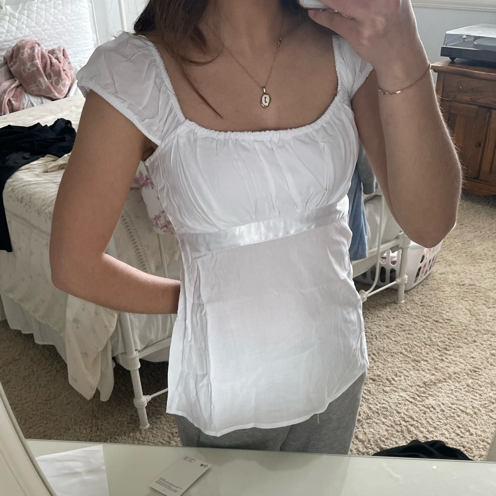 Coquette Babydoll Waist Tie Blouse